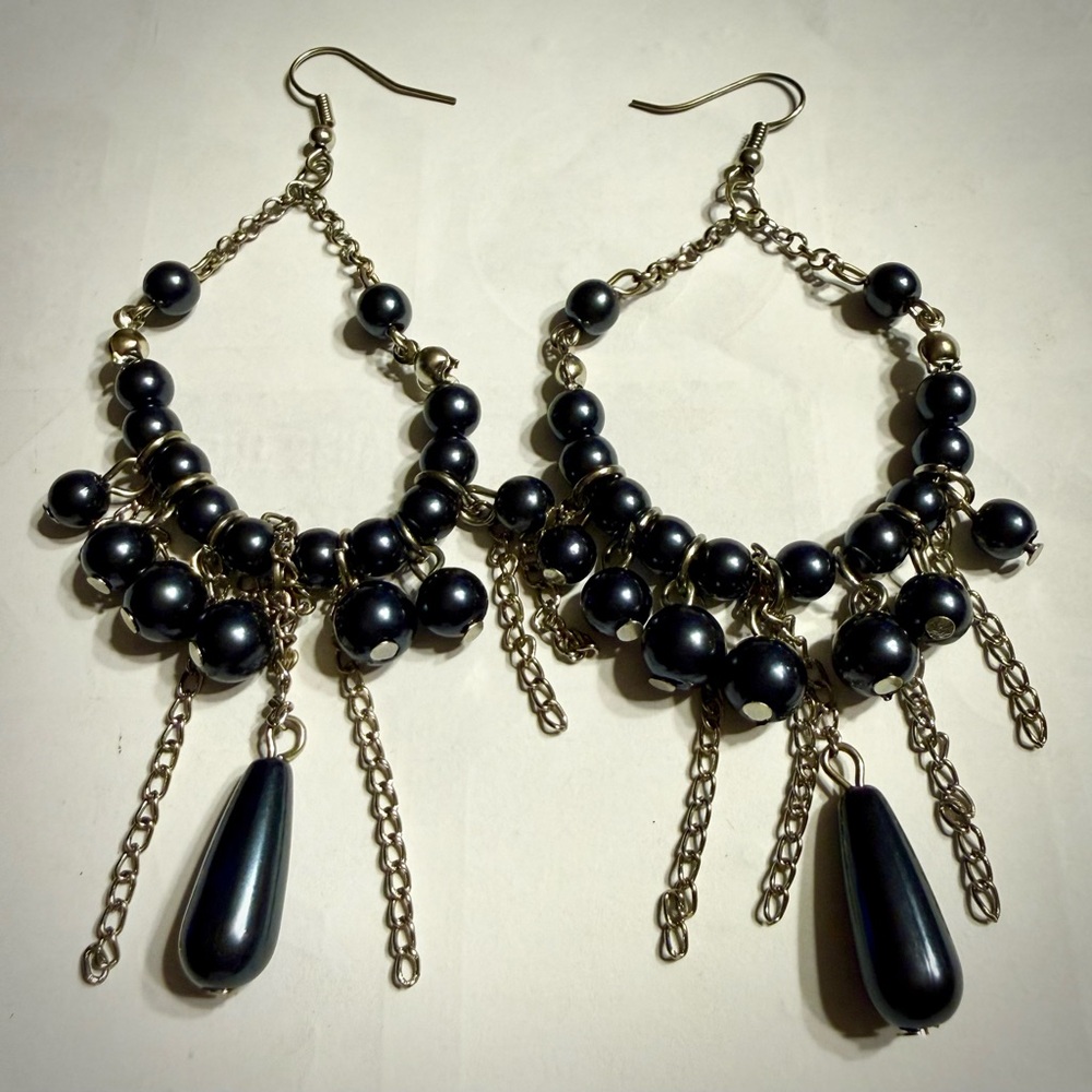 Elegant Black Beaded Earrings